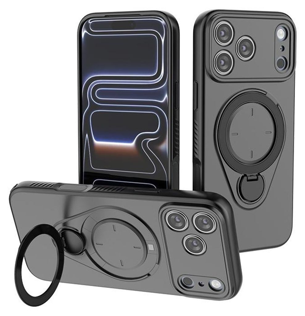 Magnetische Handyhülle für iPhone – stoßfeste Schutzhülle mit Standfunktion,iphone17 PorMax,Black