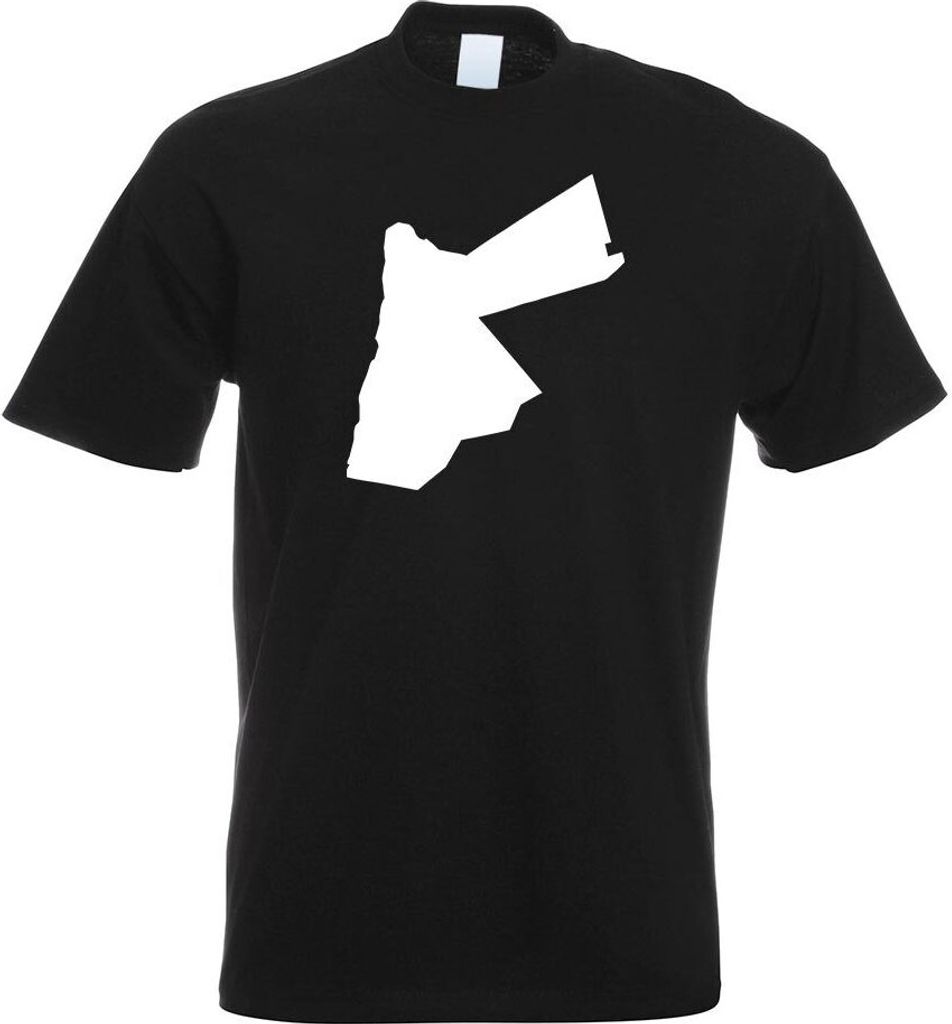 Kiwistar - T-Shirt - schwarz - Jordanien Umriss Kontur Herren Funshirt Bedruckt Design Sprüche Spruch Motive - mit Motiv Bedruckt - Funshirt Desig...