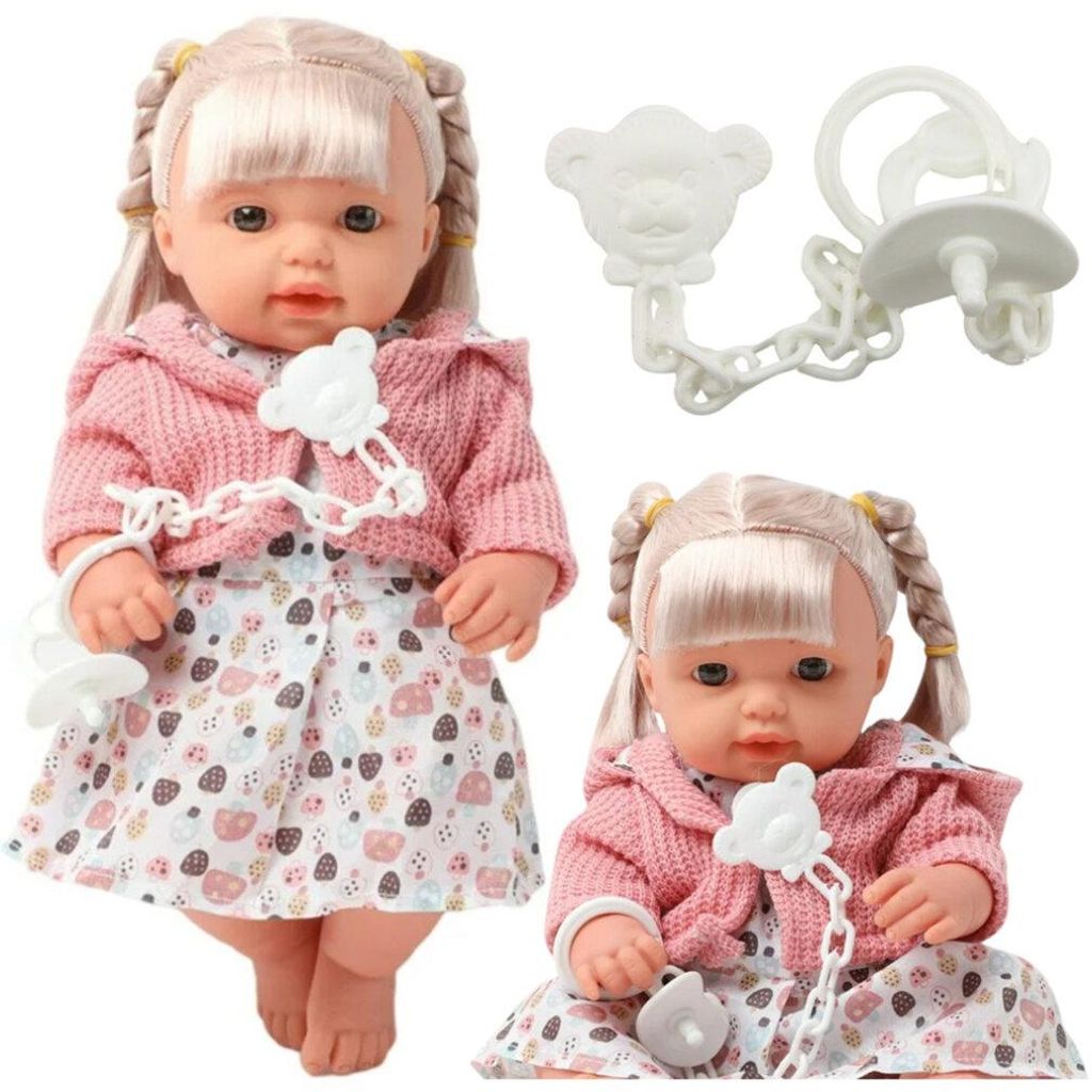 Babypop, meisje, jurk, trui, fopspeen, geluiden Productafbeelding 