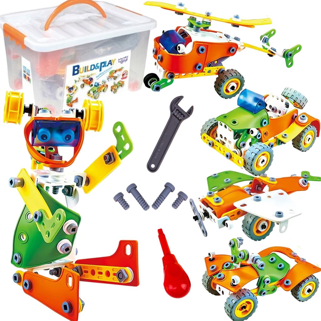 Woopie Construction Bricks Set Stem Vehicles 163-tlg.