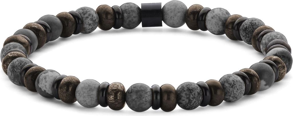 7FB-0832 – Frank 1967 – Heren Armband – Kralenarmband 6 mm – Spectroliet – Zwartkleurig