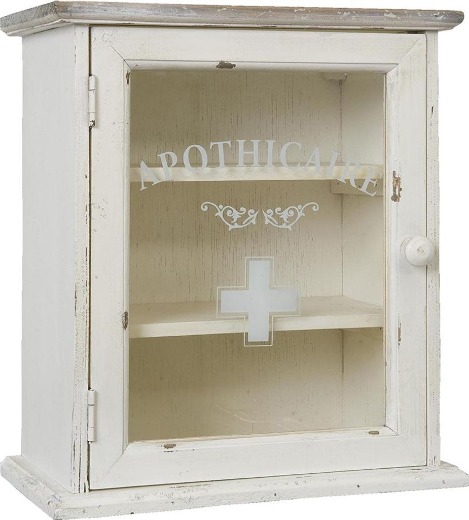 Clayre & Eef Medizinschrank 32x18x36 cm Weiß Holz Produktbild 