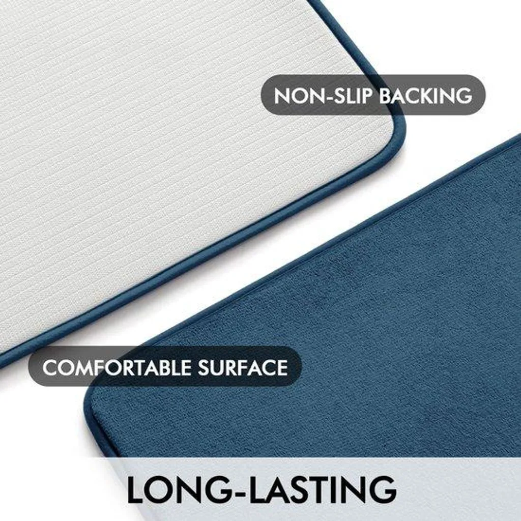 Tapis de bain mémoire de forme bleu 70x120 cm antidérapant grand format