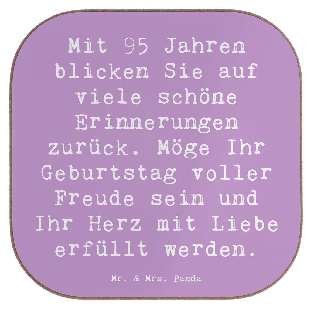 Mr. & Mrs. Panda Untersetzer für Gläser Spruch 95. Geburtstag Erinnerungen - Lavendeltraum - Geschenk, Lebensabschnitt, Tischuntersetzer, gläser...
