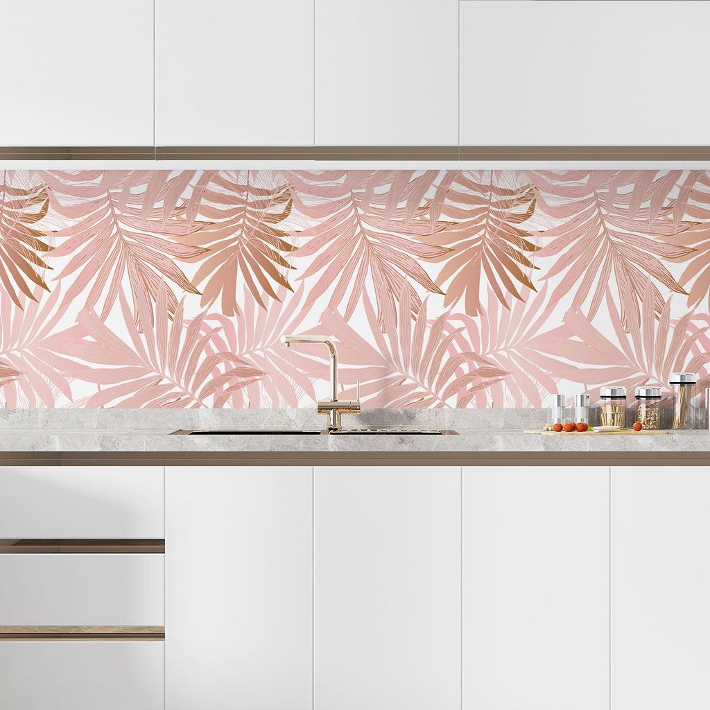 Klebefolie für Küchenrückwand – Lumaléa – Bl?tter – Klebefolie + GLANZ-Schutz – 60 x 60 cm
