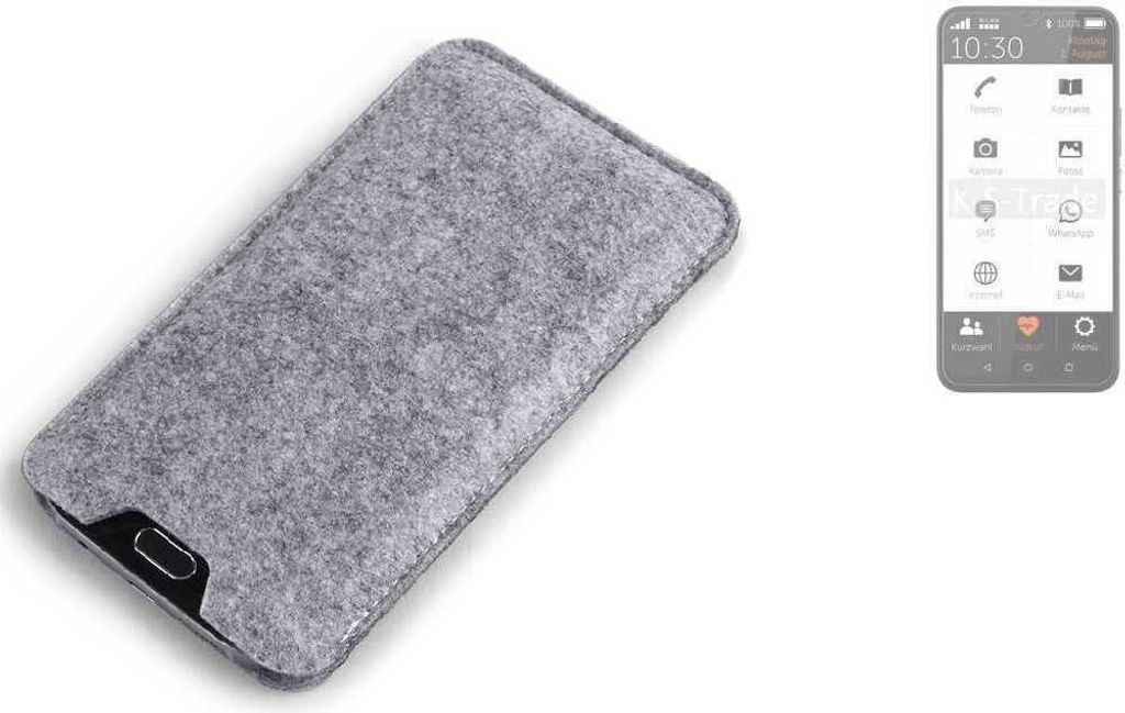 K-S-Trade Filz Handyhülle kompatibel mit Gigaset GS5 Senior Schutzhülle Filztasche Filz Tasche Case Sleeve Handy Hülle Filzhülle grau