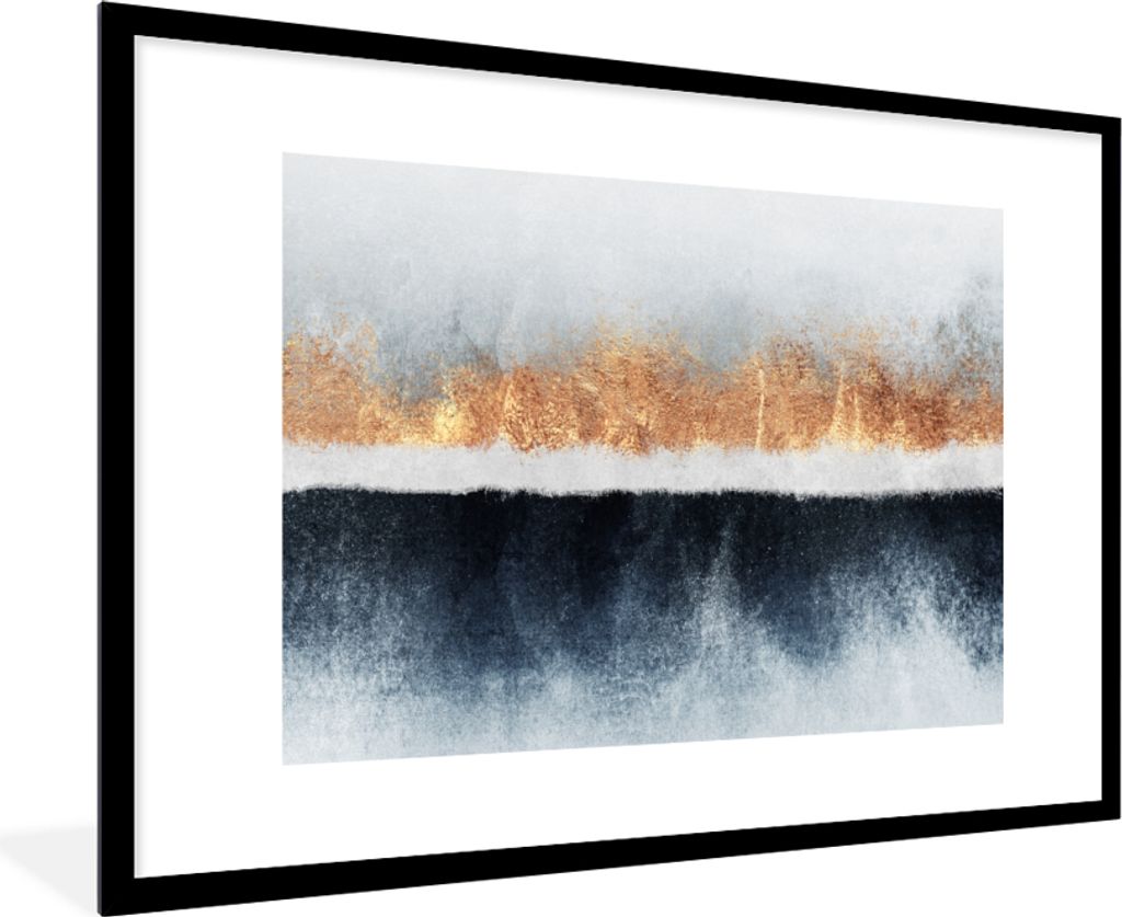 MuchoWow Gerahmtes Poster Gold - Abstrakt - Design 90x60 cm - Poster mit Schwarzem Bilderrahmen Wandposter Rahmen Foto Bilder - Wanddekoration - ...