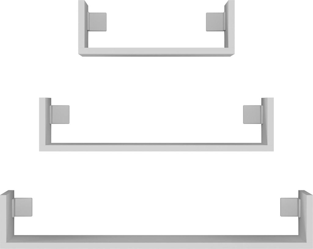 ADGO, Wandregal Set, 3 Stück Regal, Hängeregal Mobi 3P, 80x60x40 cm, Weiß Matt