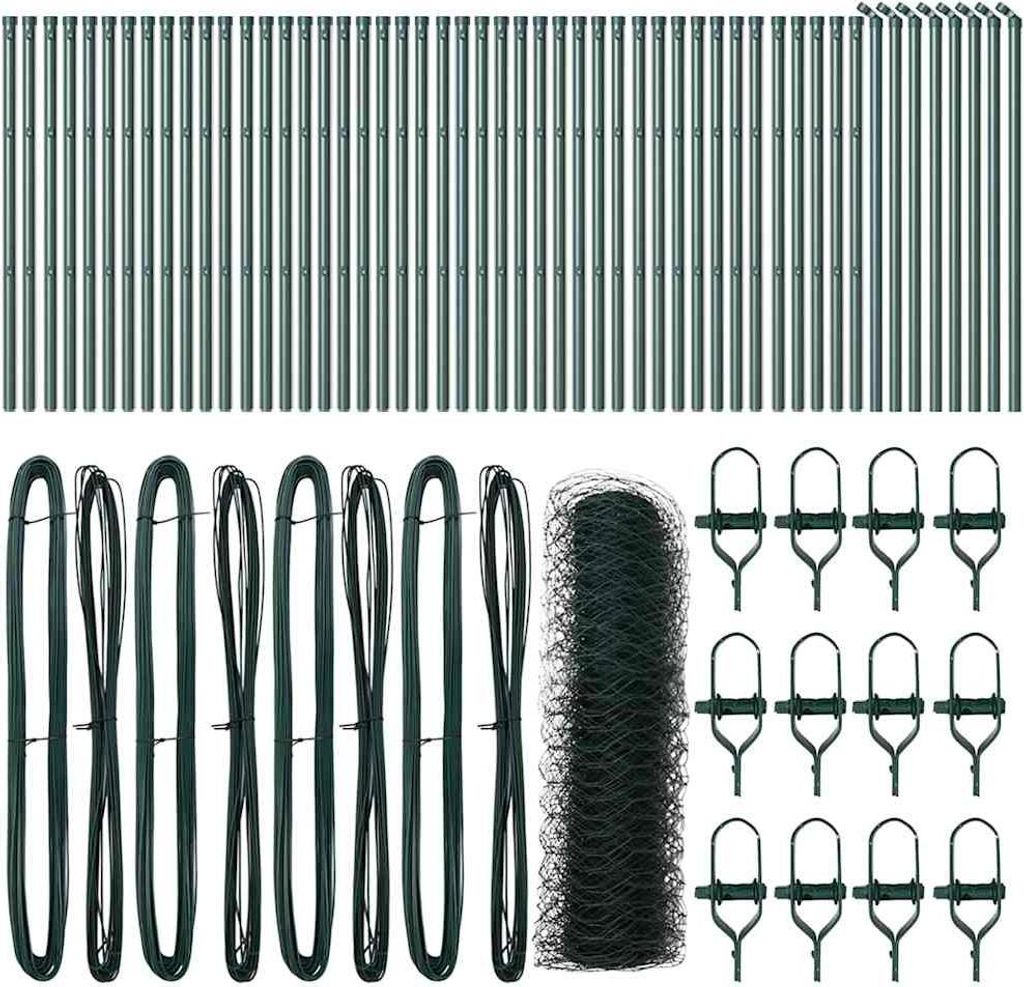 vidaXL Zaunpfosten Grün 100 x 0,6 m (50 mm Masche) Stahl und PVC