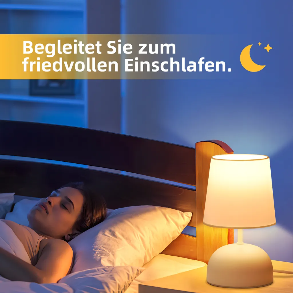 ZMH lampada da comodino lampada da tavolo con cavo - lampada da tavolo bianco tessuto lampada da notte moderna camera da letto lampada da letto design piccola lampada da tavolo per soggiorno ufficio tavolo da letto finestra hotel - 7