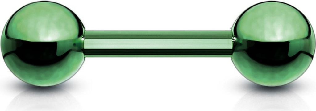 viva-adorno 1,2x8x3mm Universal Barbell Piercing Stab Ohrpiercing Traguspiercing Helixpiercing Stecker Hantel Edelstahl beschichtet Z310, grün