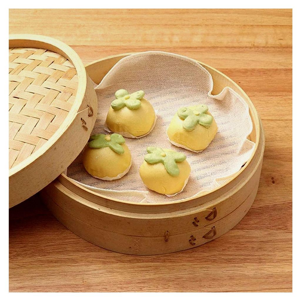 20 Stück Runde Dampfgarer Tücher aus Reiner Baumwolle Atmungsaktive Dampfreinigungspads für Dim Sum Teigtaschen und Obstkorb Wiederverwendbare D...