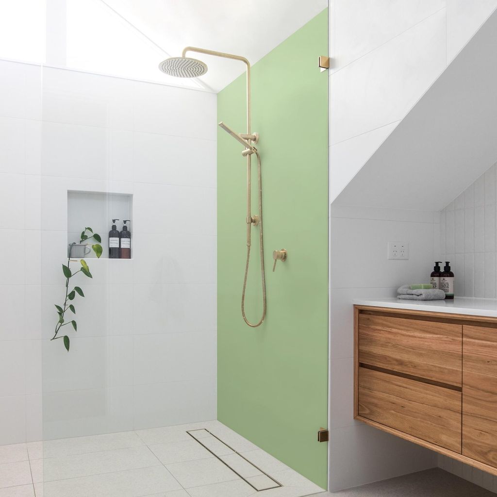 Duschrückwand mit Motiv selbstklebend - 0.35 mm Wandpaneel wasserfest Design grün Unifarben Badrückwand fugenlos Smart matt 80x190 cm