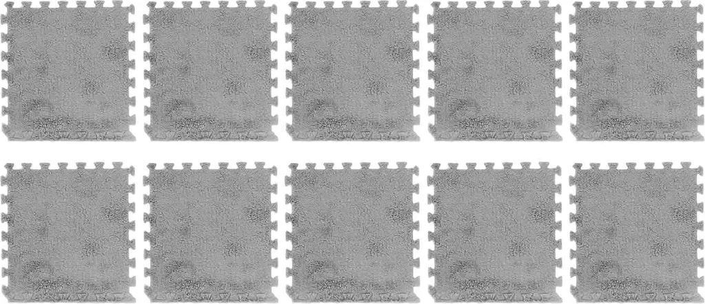 10 Tapis de sol en mousse peluche gris dalles emboîtables épaisses