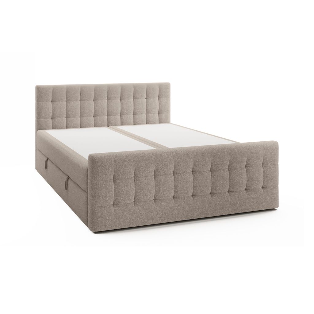 FEDVE Boxspringbett Yazo Royal Doppelbett Bettkästen Topper 200x200 cm Beige (Anthology 02)