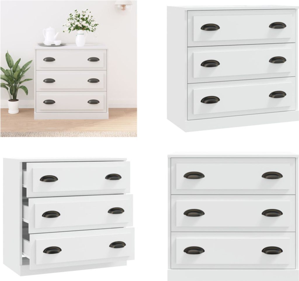 vidaXL Sideboard Weiß 70x35,5x67,5 cm Holzwerkstoff - Sideboard - Sideboards - Schrank - Lagerschrank
