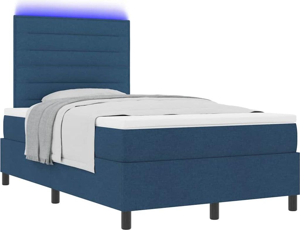 Boxspringbett mit Matratze mit LED Blau 120 x 200 cm Stoff