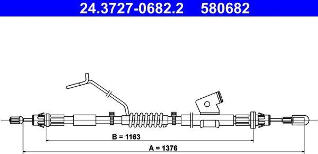 ATE 24.3727-0682.2 Seilzug, Handbremse OE 1763933 kompatibel mit Tourneo, Transit