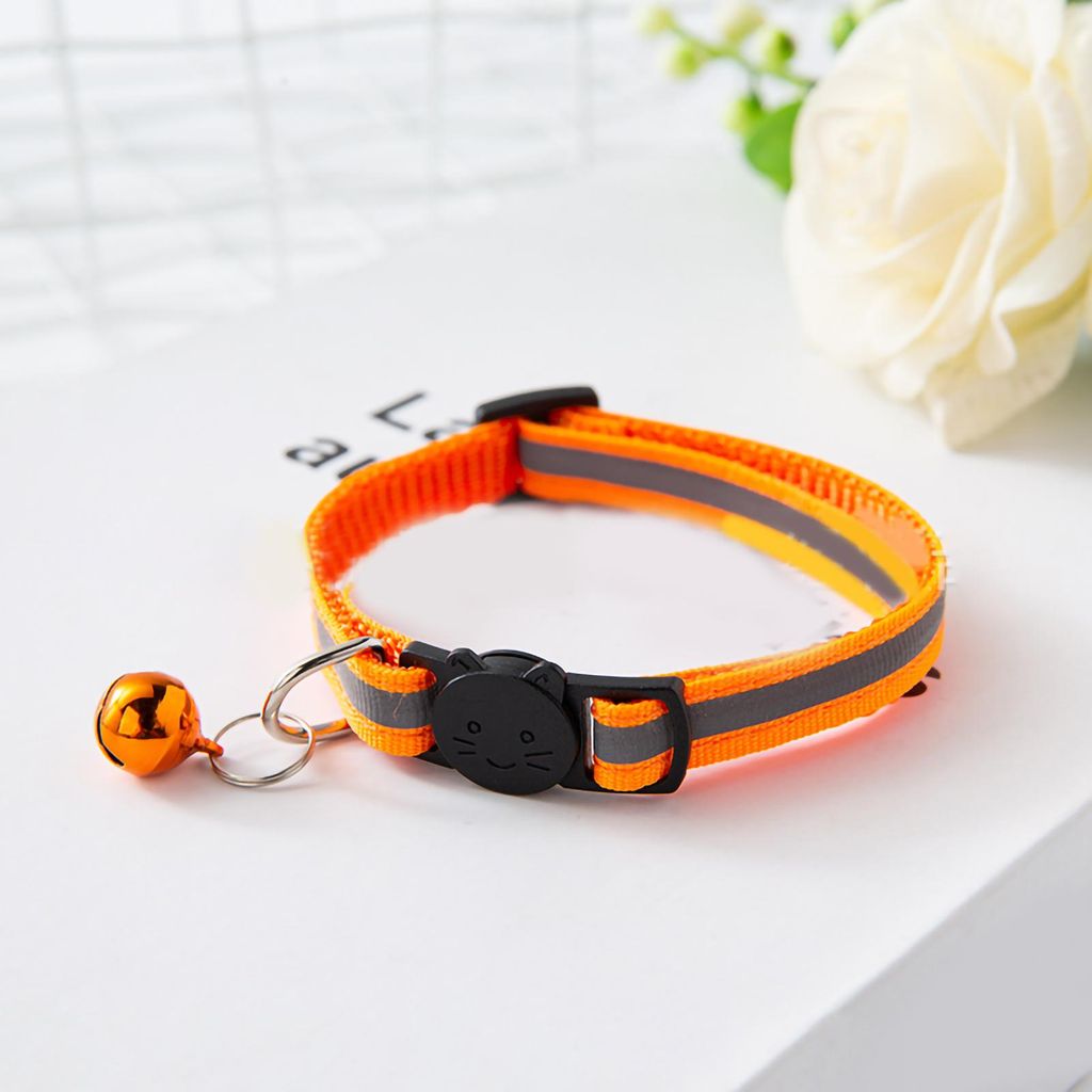 Pet Bell Collar Safety Schnalle Verstellbare reflektierende Katze mit für Hunde Welpen Kittenorange