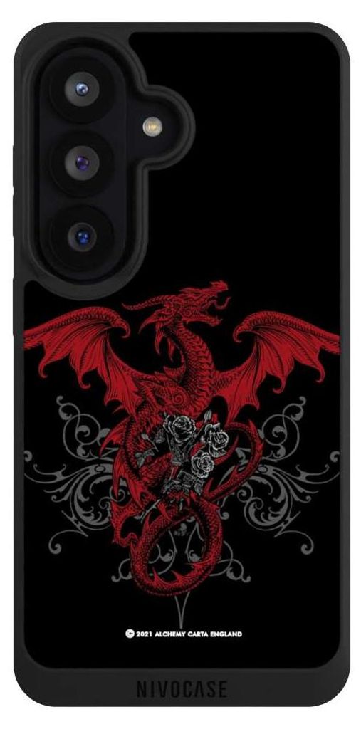 NIVOCASE Handyhülle für Samsung Galaxy S26 Hülle NIVOpure Case Schwarz Drache Gothic Rot