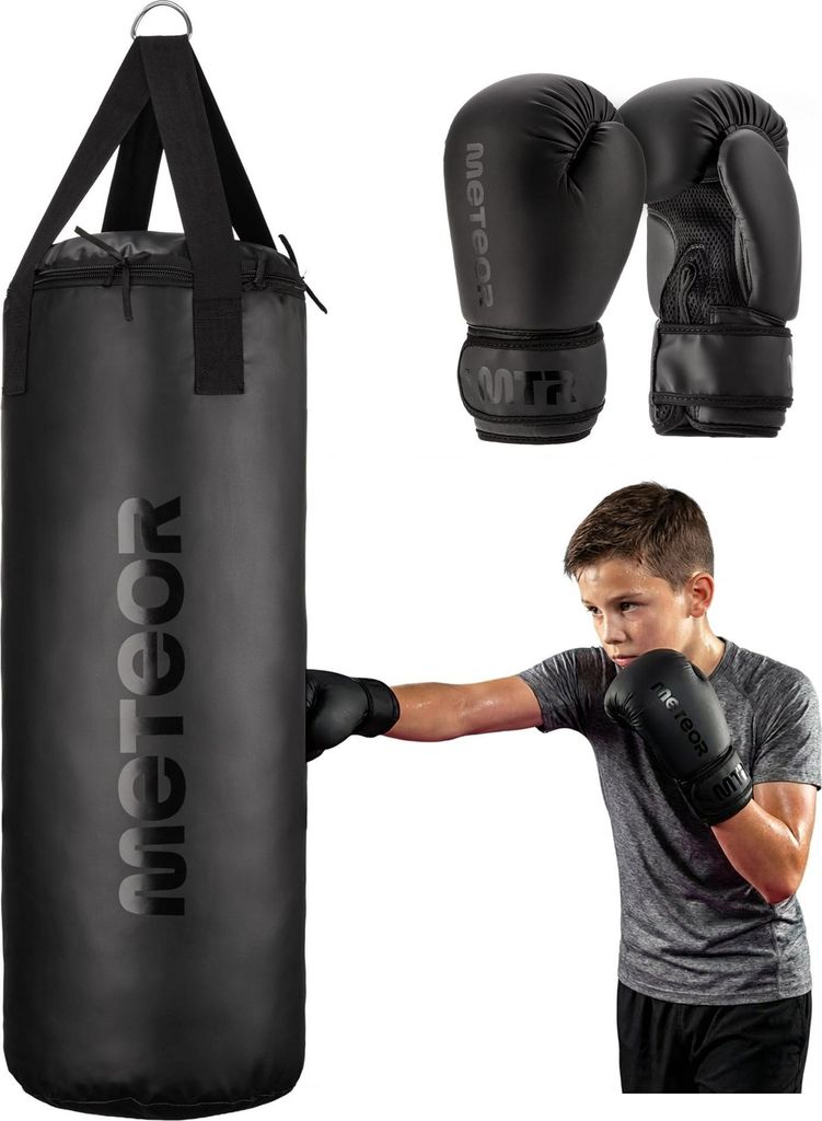 Boxsack Set 87cm 12kg mit Handschuhen 6oz für Kinder - Produktbild 