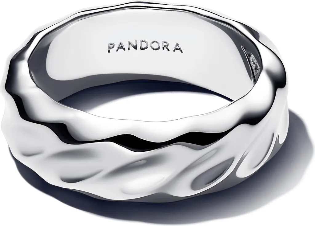 Pandora Anello a fascia larga ondulata 193886C00 Anello da donna, misura anello:52