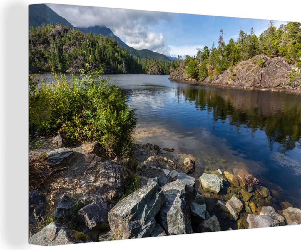 OneMillionCanvasses - Leinwandbilder - 140x90 cm, Stiller Fluss im Pacific Rim-Nationalpark in Kanada, Wandbilder Kunstdruck Wanddekoration - Fot...
