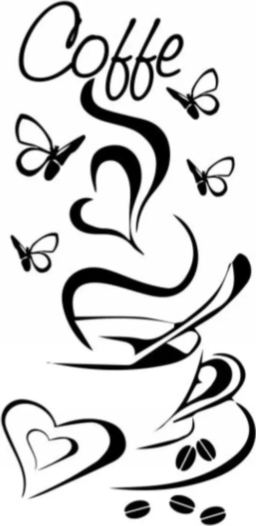 Wall Sticker Cucina Coffee Cup G256 100x50 cm - Design Moderno Nero