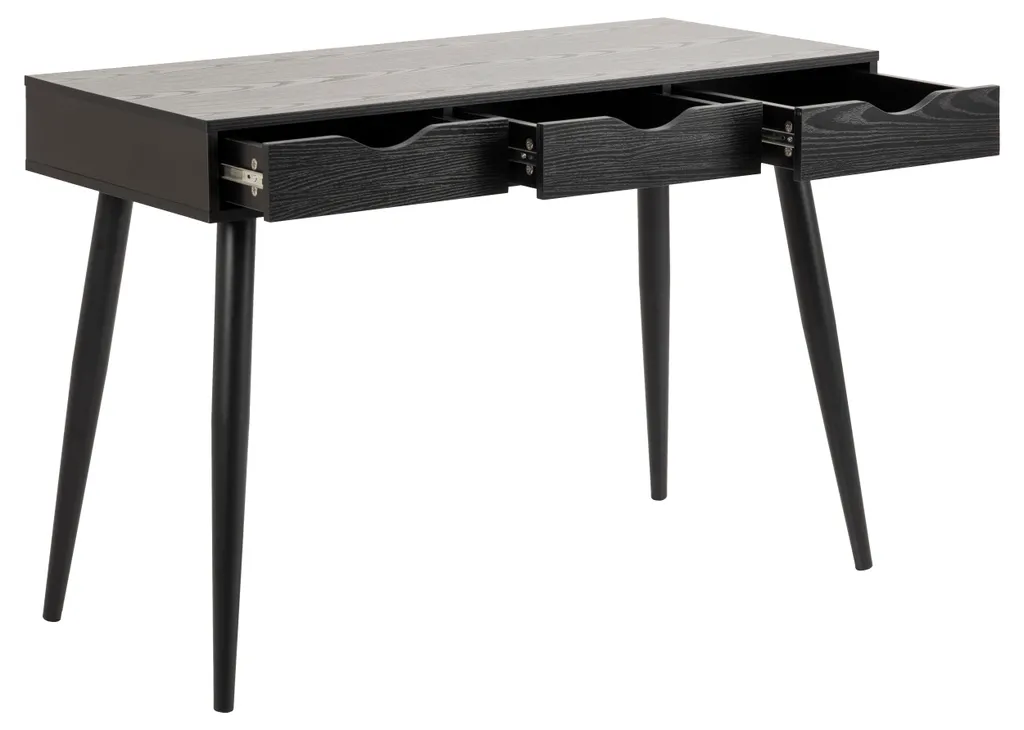 Bureau de télétravail Nete noir doté de 3 tiroirs de rangement - 3