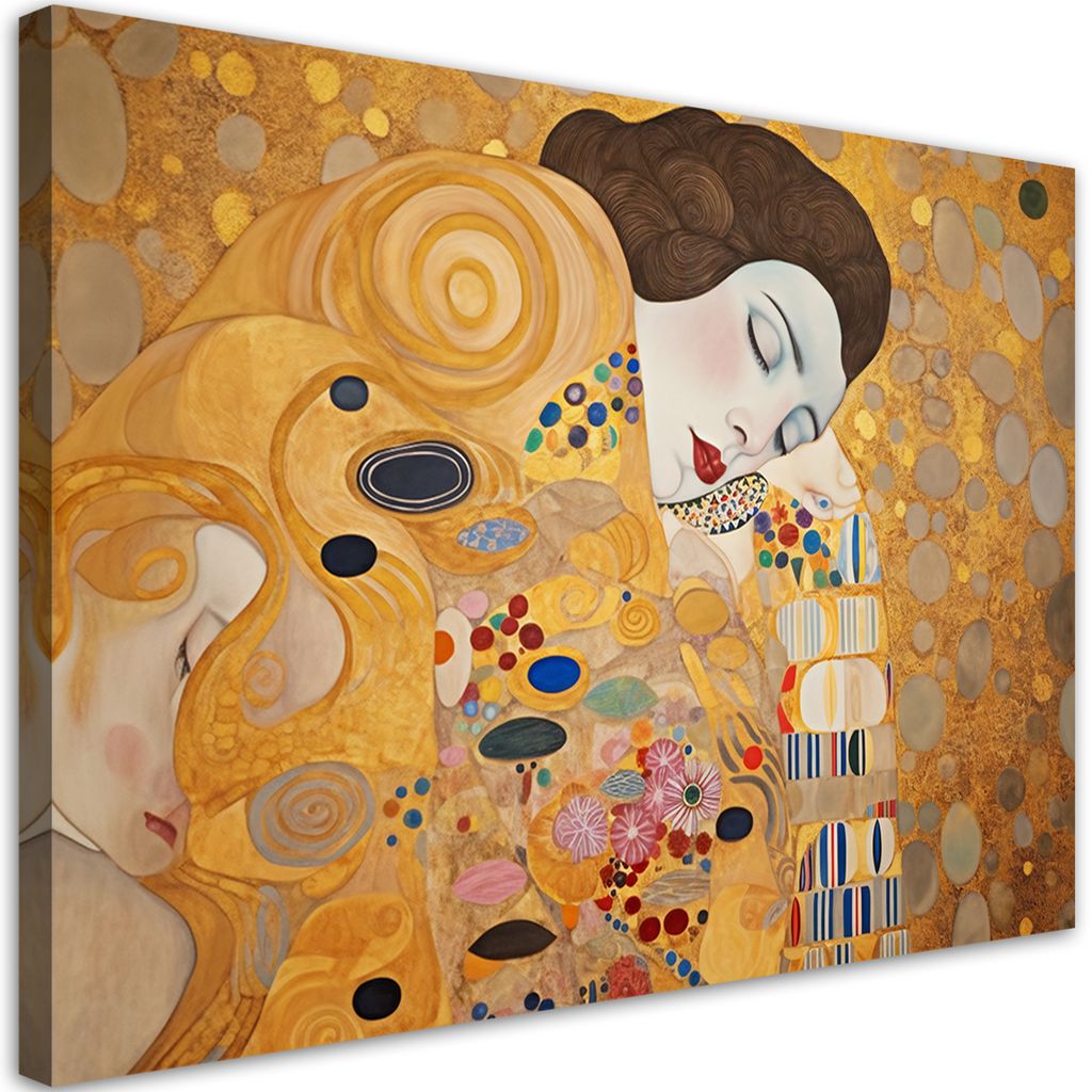 Leinwandbild Frauenporträt Abstraktion - G. Klimt 120x80 Feeby Gold bild für die wand bereit zum aufhängen