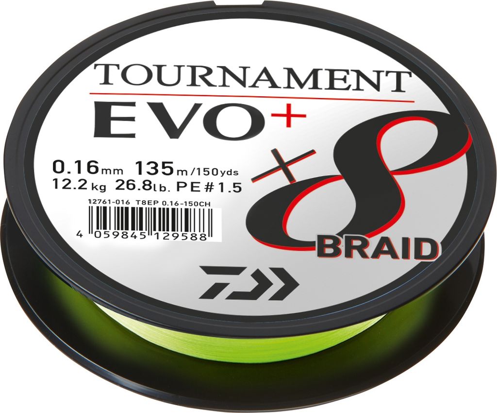 Daiwa Schnur Tournament X8 Braid Evo+ Chartreuse 900m Länge 900m Ø0,20mm