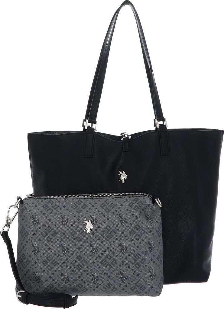 U.S. POLO ASSN. Schultertasche Malibu Shopping Bag Black schwarz grau