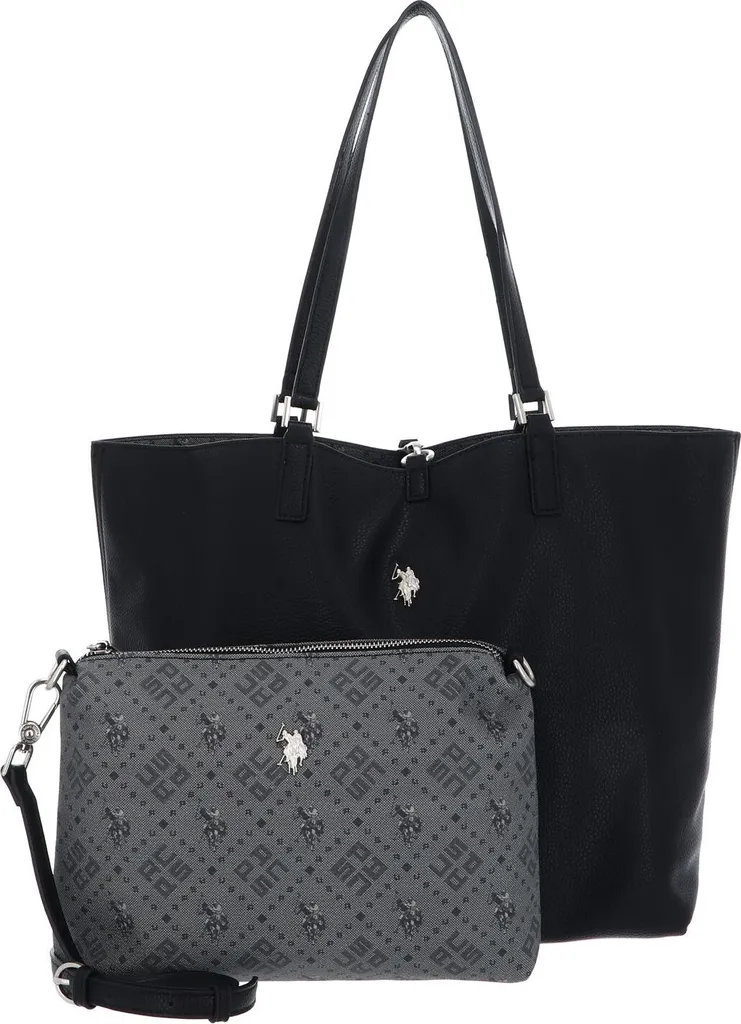 Sac à épaule Malibu U.S. POLO ASSN. noir en toile robuste avec logo gris