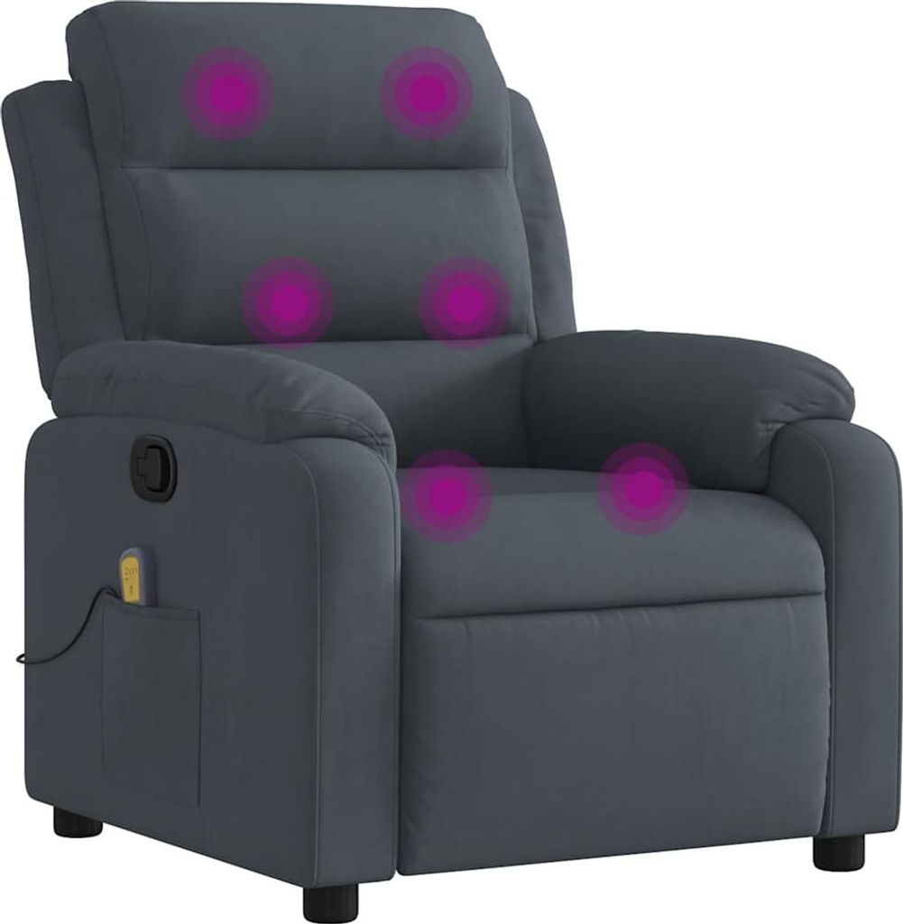 vidaXL Massagesessel Dunkelgrau Samt