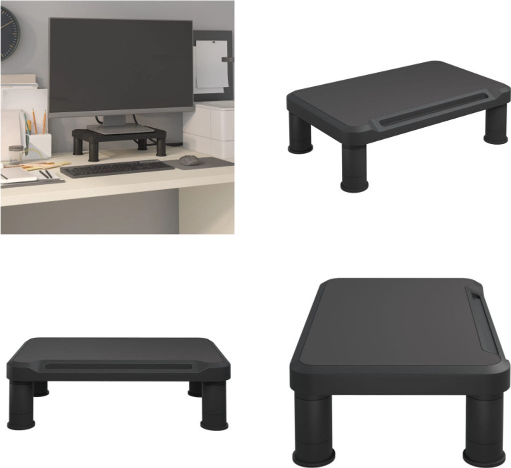vidaXL Monitorständer Schwarz 38x24x10,5 cm - Monitorständer - Schreibtischaufsatz - Monitorerhöhung - Monitor Untersatz