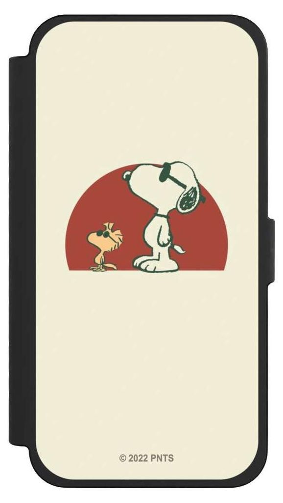 NIVOCASE Klapphülle für Apple iPhone 15 Pro Max Handyhülle aus Kunst Leder NIVOflip schwarz Offizielles Lizenzprodukt Snoopy Kindheit