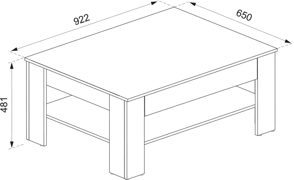 Table basse Vicco Milan Anthracite et Chêne doré 92,2x65cm Modèle 54384