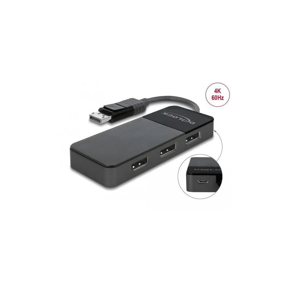 Répartiteur 8K DisplayPort Delock 87737 - Triple Affichage DP 30 Hz