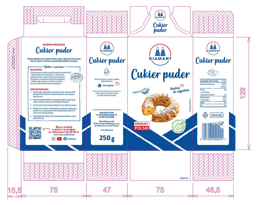 Diamant cukier puder 250g Zdjęcie produktu 
