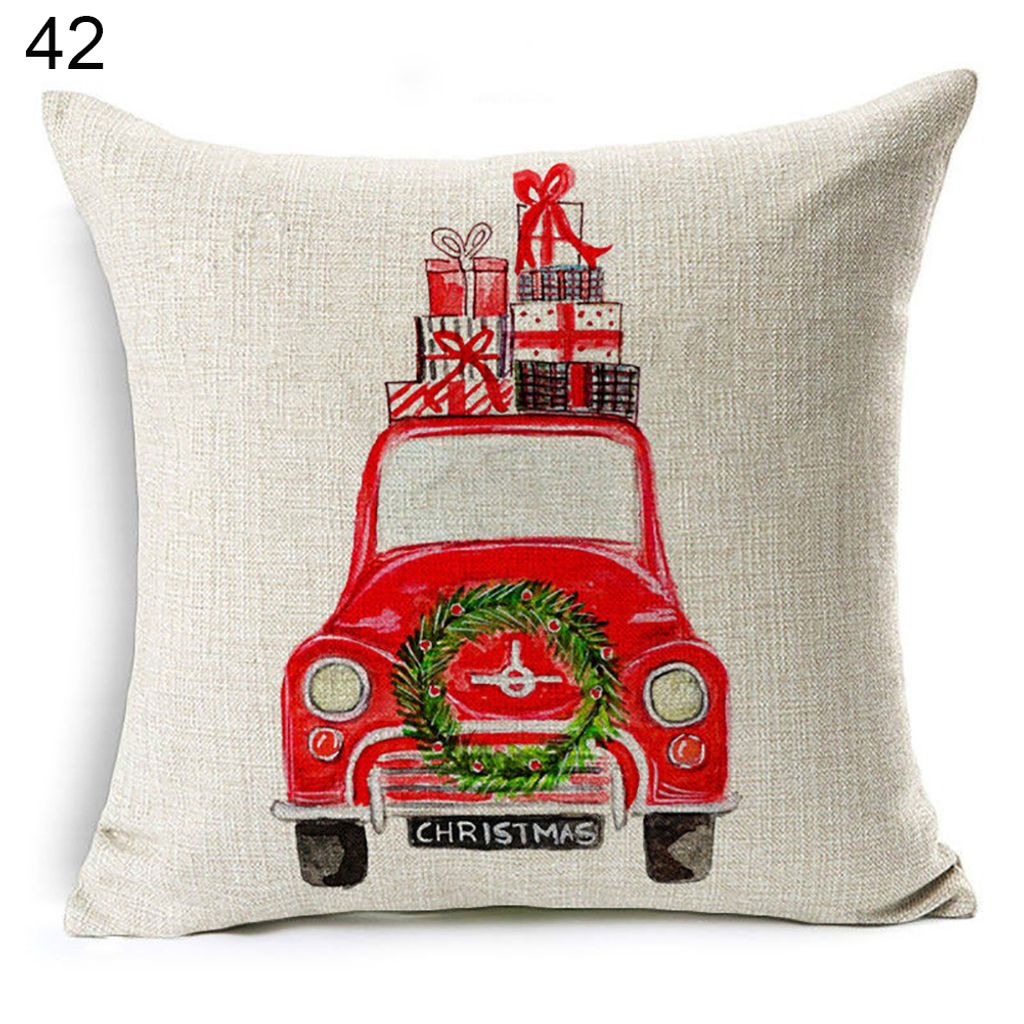 Weihnachtshund Santa Claus Rentier Kissen Cover Wurfkissen Hülle Sofa Dekor-#42 Weihnachtsgeschenkauto