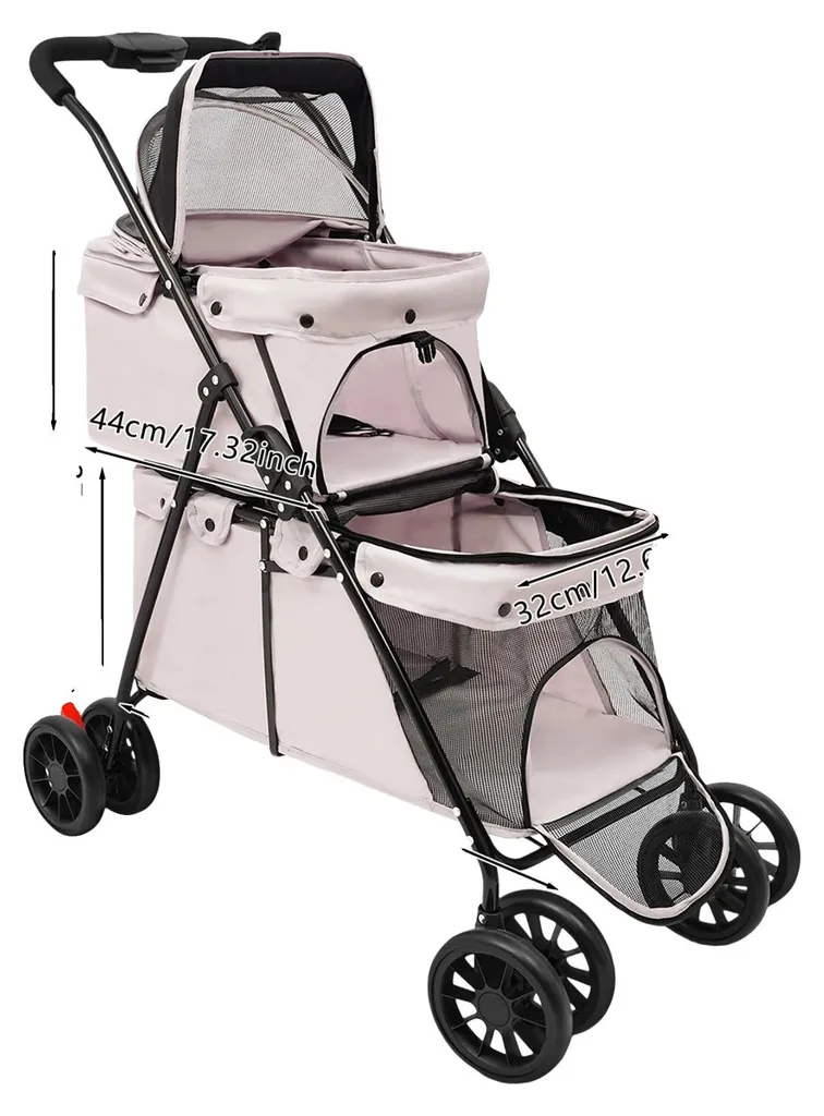 Porte-animaux rose à structure renforcée et double étage ergonomique