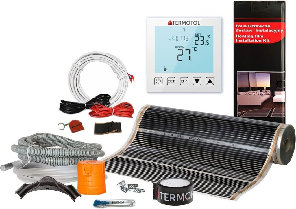 Termofol Elektrische Heizfolie mit Thermostat H1, Weiß, 60 W/m², 5m²