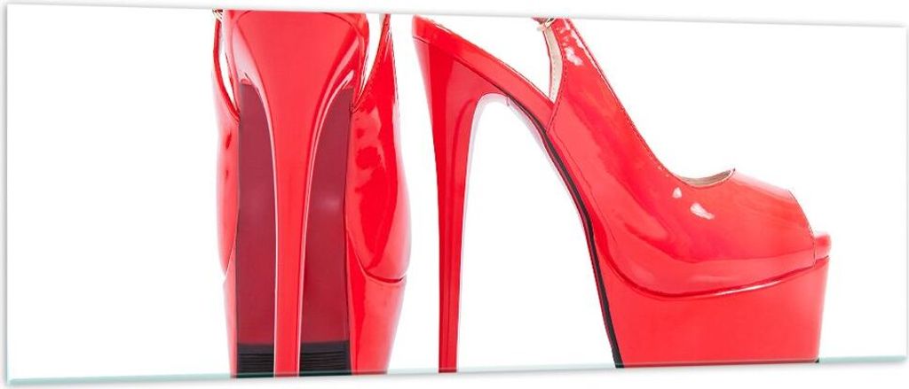 Bilder auf glas - Ferse Schuhe Frauen Mode - 140x50cm - Glasbilder - Wandbilder - Kunstdruck - zum Aufhängen bereit - Wanddekoration aus Glas - Gl...