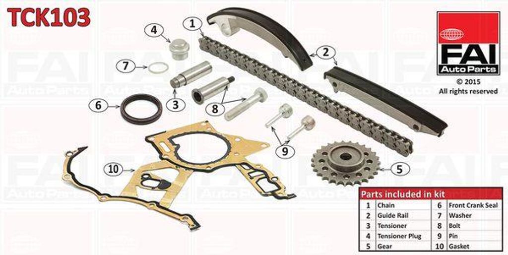 FAI AutoParts TCK103 Steuerkettensatz OE 5636353 kompatibel mit Astra G, Frontera B, Omega, Signum, Sintra, Vectra, Zafira, C70, Campo, Jumpy, Z3er...