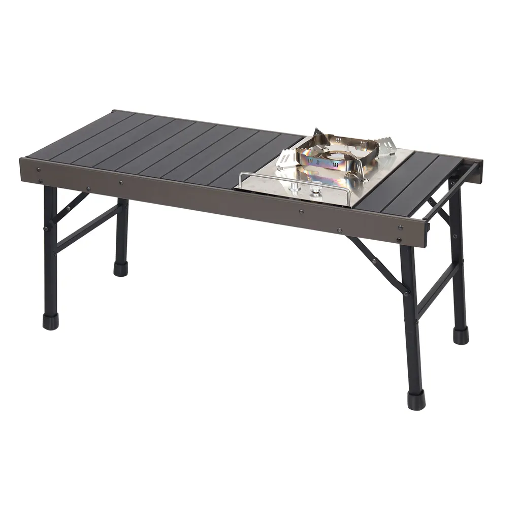 Table de camping pliable ultra légère et résistante en aluminium gris - 2