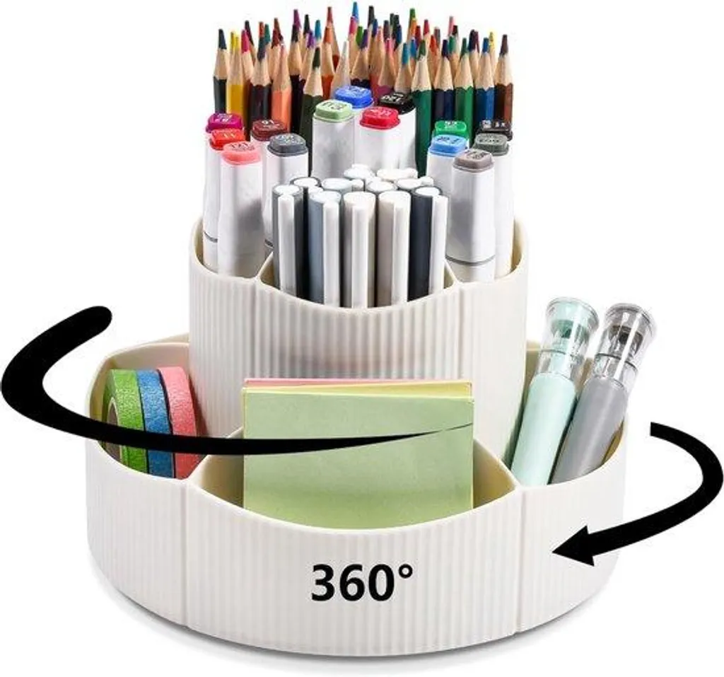 Dites adieu au désordre avec ce porte-crayons rotatif blanc 5 en 1