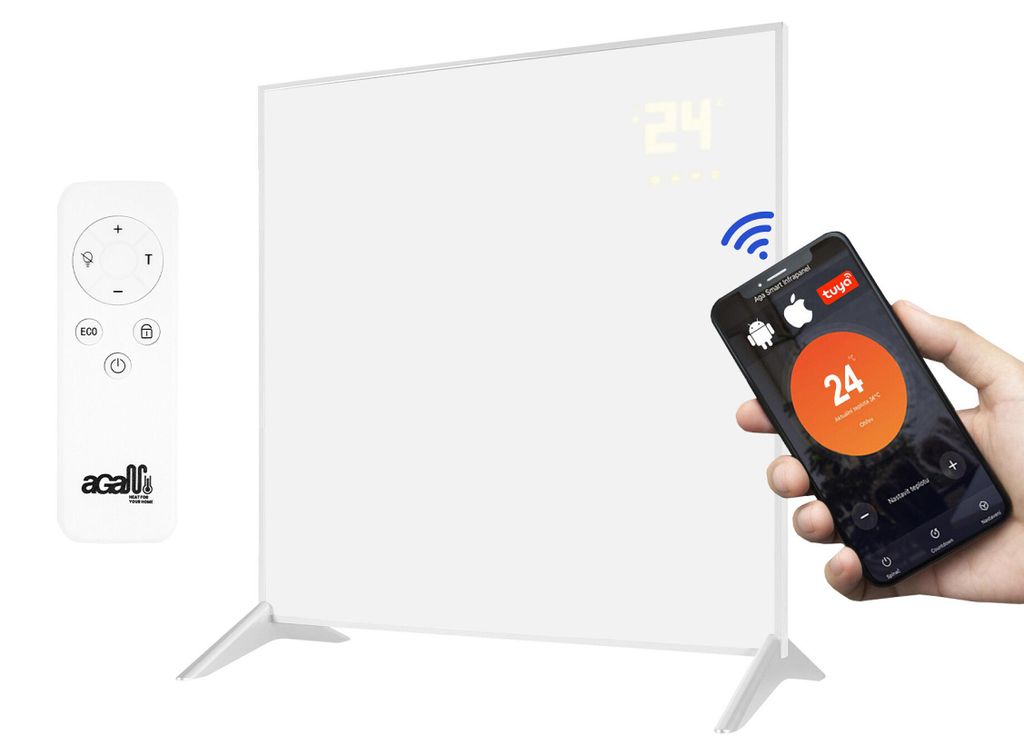 Aga Infrarotheizung 360 W 60x60 cm Weiß mit Rahmen, Infrarotheizung Mit Thermostat Infrarotheizkörper Elektroheizung Infrarot Heizung Wandheizung...