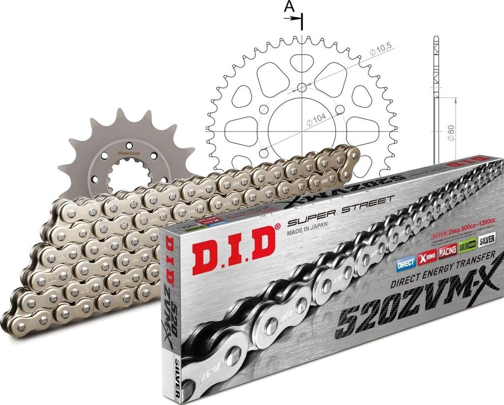 DID Kit Alu (schwarz) Kompatibel mit Kawasaki Z750 /S 04-06/Z750 A... 15-43-112 DID520ZVM-X(S&S) Endlos