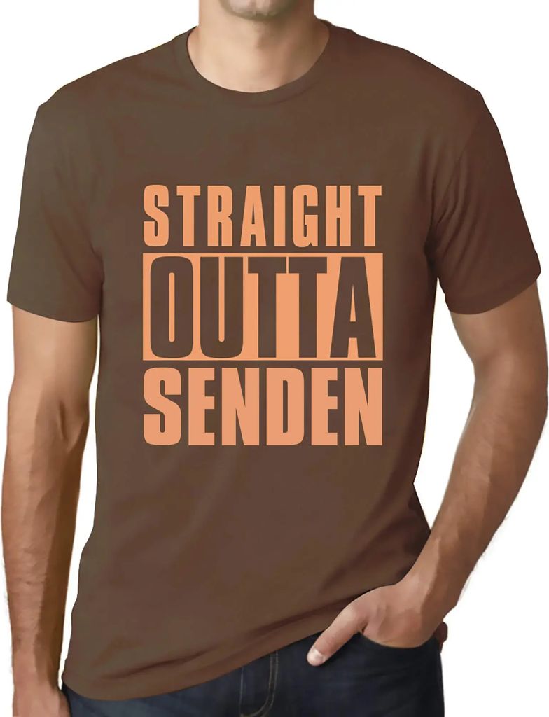 Herren Grafik T-Shirt Straight Outta Senden Öko-Verantwortlich Vintage Jahrgang Kurzarm Lustige Druck Geburtstag Geschenk Mann