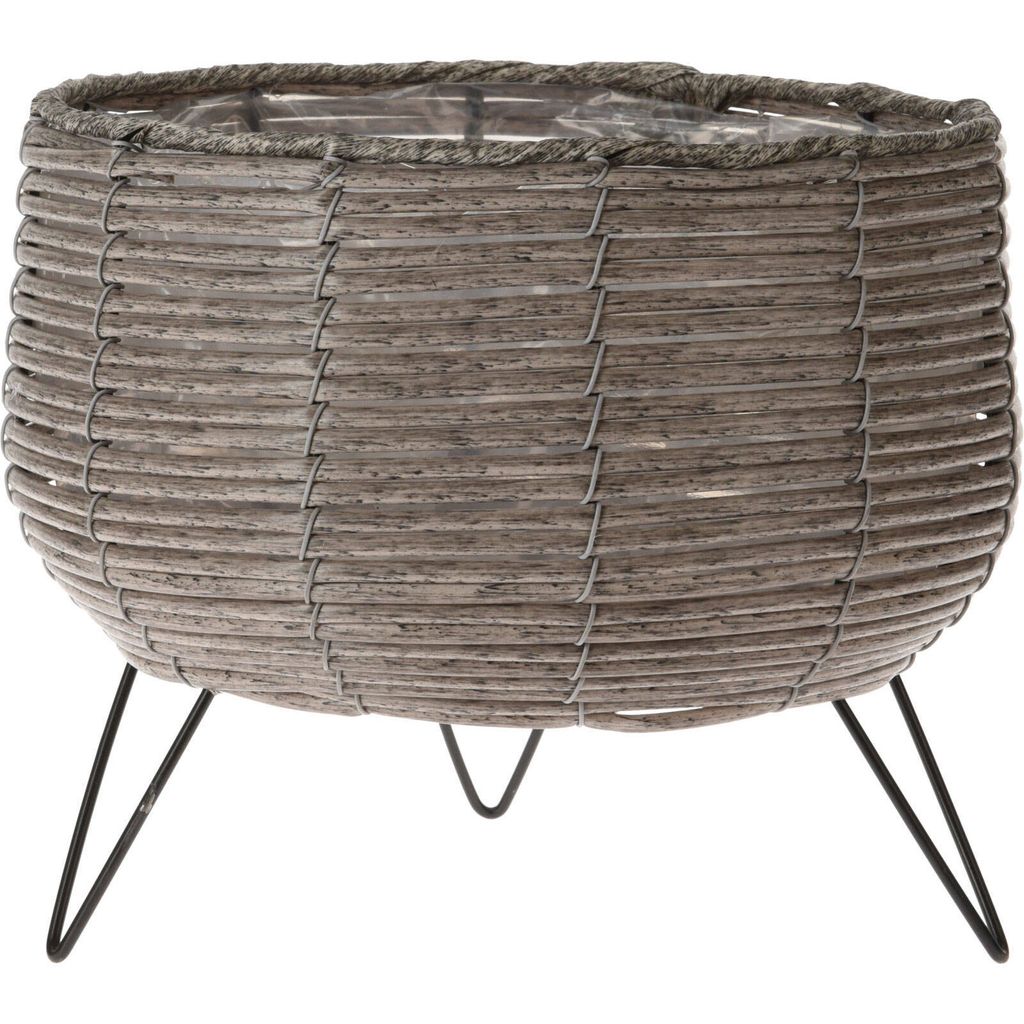 Blumentopf mit Füßen 25x23cm mit Folie 1 Stück Taupe Produktbild 